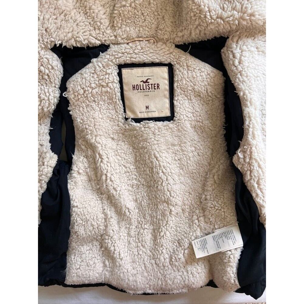 Hollister Puffer Vest MEDIUM Blue Full Zip Hooded Insulated Feather Down - Picture 7 of 13